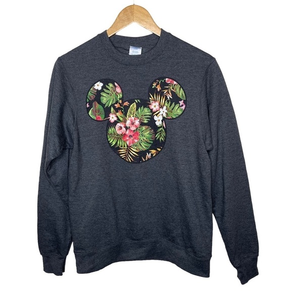 Disney Mickey Mouse Floral Mickey Silhouette Sweatshirt - Picture 1 of 11